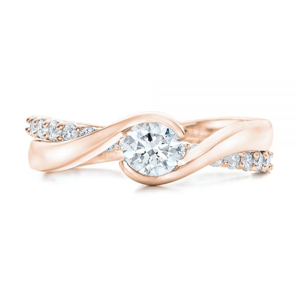 18k Rose Gold 18k Rose Gold Custom Diamond Engagement Ring - Top View -  102277