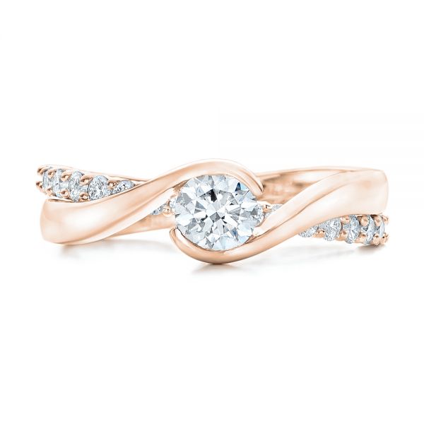 14k Rose Gold 14k Rose Gold Custom Diamond Engagement Ring - Top View - 102277