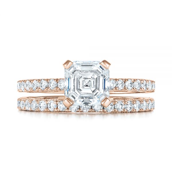 18k Rose Gold 18k Rose Gold Custom Diamond Engagement Ring - Top View -  102289