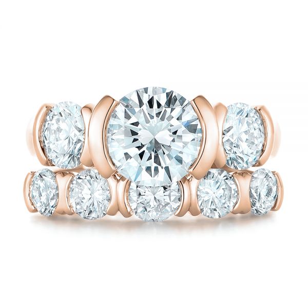 18k Rose Gold 18k Rose Gold Custom Diamond Engagement Ring - Top View -  102296