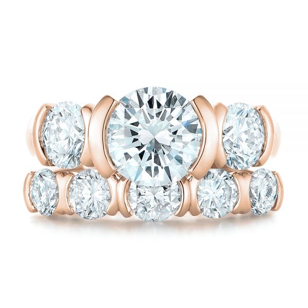 18k Rose Gold 18k Rose Gold Custom Diamond Engagement Ring - Top View - 102296