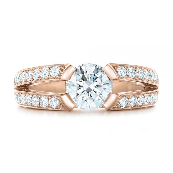 18k Rose Gold 18k Rose Gold Custom Diamond Engagement Ring - Top View -  102307