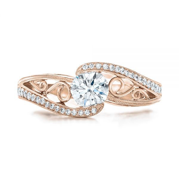 14k Rose Gold 14k Rose Gold Custom Diamond Engagement Ring - Top View -  102315