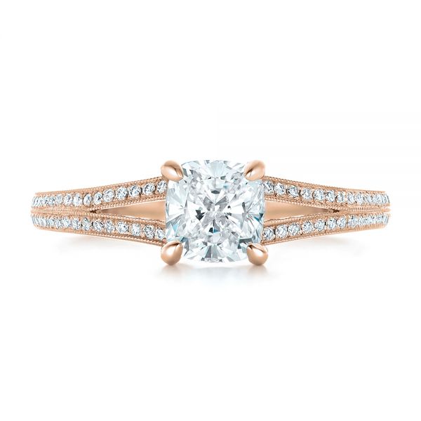 14k Rose Gold 14k Rose Gold Custom Diamond Engagement Ring - Top View - 102325