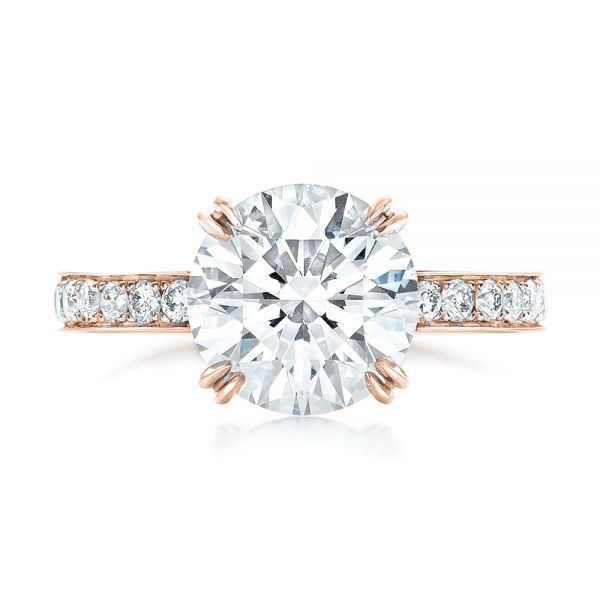 14k Rose Gold 14k Rose Gold Custom Diamond Engagement Ring - Top View -  102339