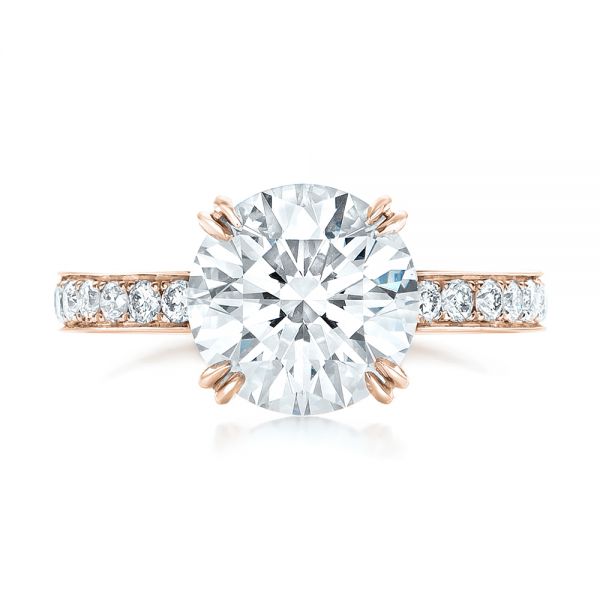 14k Rose Gold 14k Rose Gold Custom Diamond Engagement Ring - Top View - 102339
