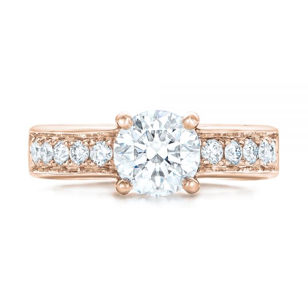 14k Rose Gold 14k Rose Gold Custom Diamond Engagement Ring - Top View - 102345