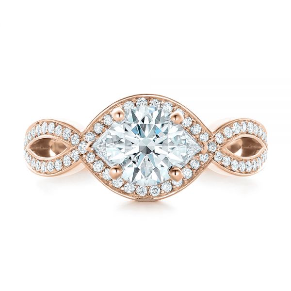 14k Rose Gold 14k Rose Gold Custom Diamond Engagement Ring - Top View -  102354