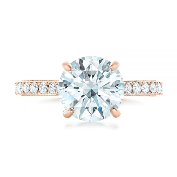 18k Rose Gold 18k Rose Gold Custom Diamond Engagement Ring - Top View -  102402