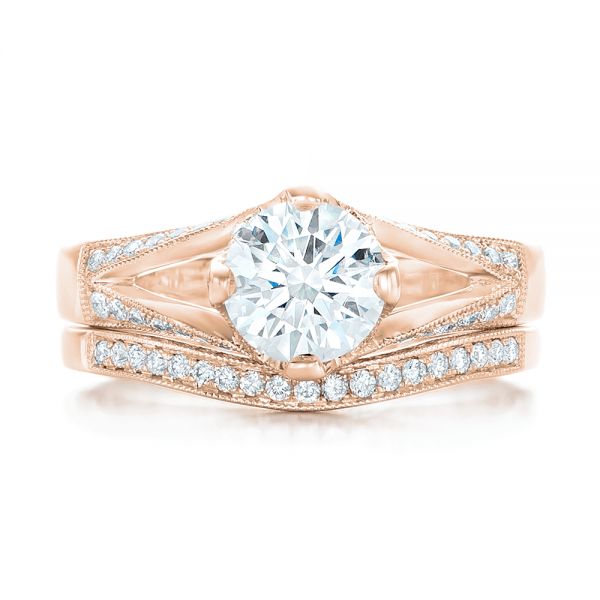 18k Rose Gold 18k Rose Gold Custom Diamond Engagement Ring - Top View -  102405