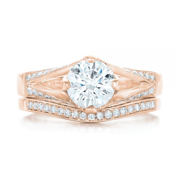14k Rose Gold 14k Rose Gold Custom Diamond Engagement Ring - Top View - 102405
