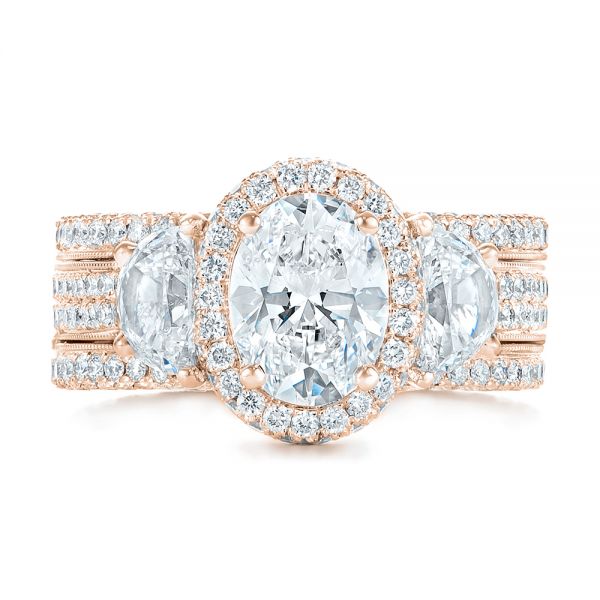 18k Rose Gold 18k Rose Gold Custom Diamond Engagement Ring - Top View -  102415