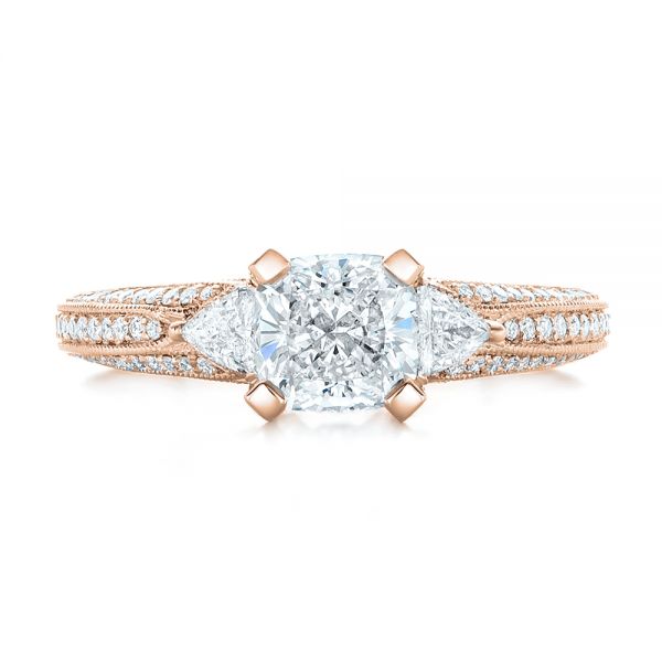 18k Rose Gold 18k Rose Gold Custom Diamond Engagement Ring - Top View -  102457