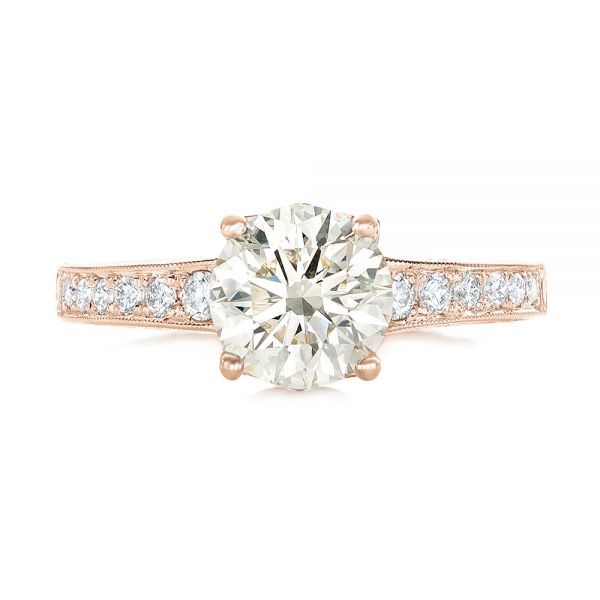 18k Rose Gold 18k Rose Gold Custom Diamond Engagement Ring - Top View -  102462