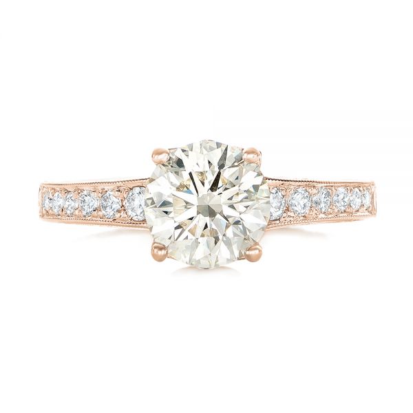 14k Rose Gold 14k Rose Gold Custom Diamond Engagement Ring - Top View - 102462
