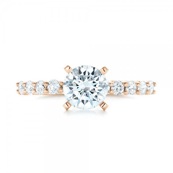 14k Rose Gold 14k Rose Gold Custom Diamond Engagement Ring - Top View -  102582
