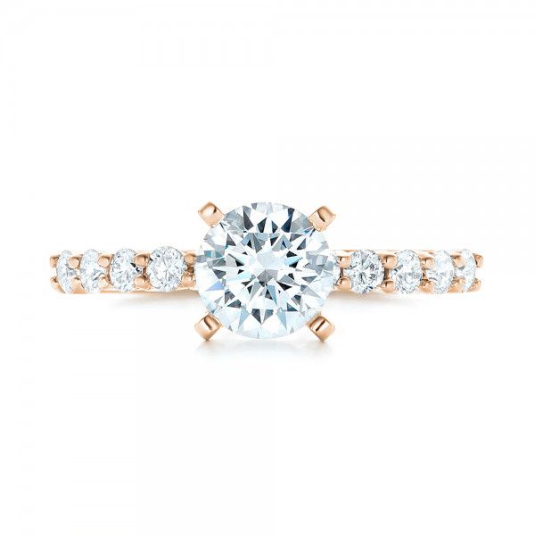 14k Rose Gold 14k Rose Gold Custom Diamond Engagement Ring - Top View - 102582