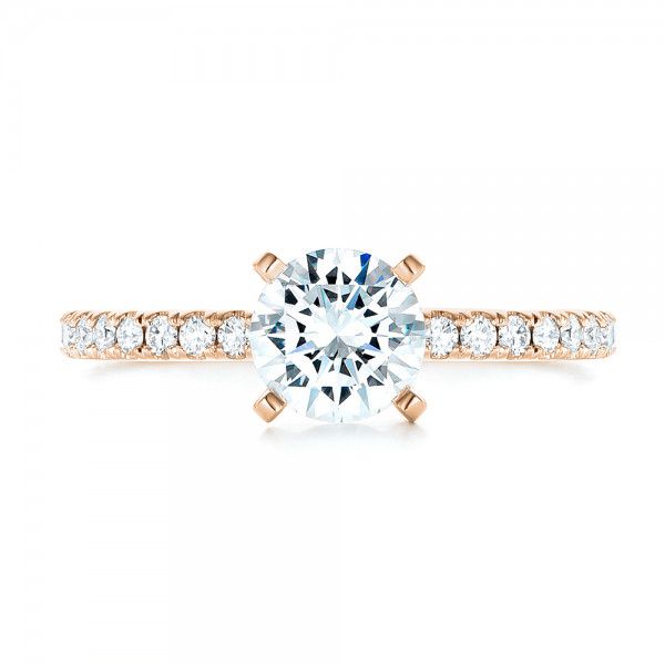 18k Rose Gold 18k Rose Gold Custom Diamond Engagement Ring - Top View -  102586