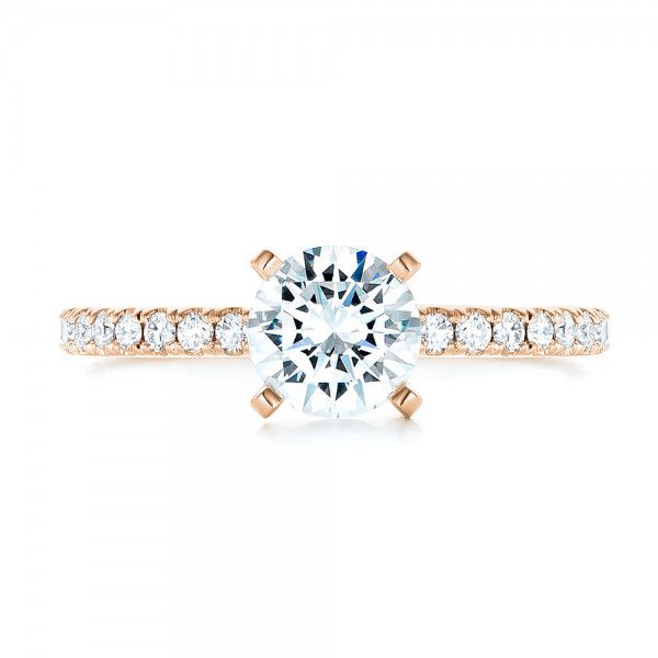 18k Rose Gold 18k Rose Gold Custom Diamond Engagement Ring - Top View - 102586