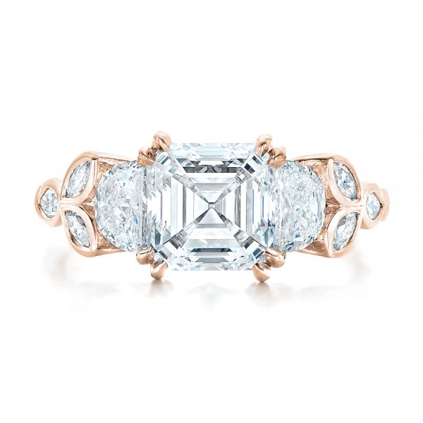 18k Rose Gold 18k Rose Gold Custom Diamond Engagement Ring - Top View -  102594