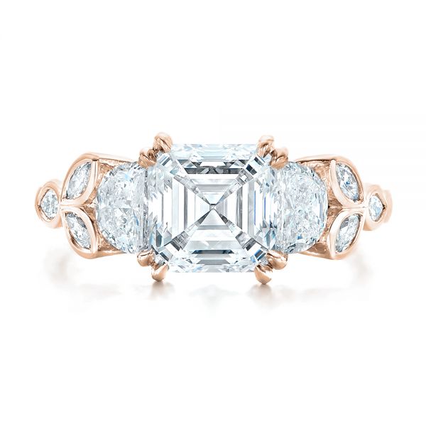 14k Rose Gold 14k Rose Gold Custom Diamond Engagement Ring - Top View - 102594