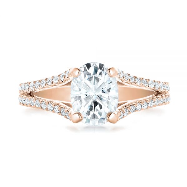 18k Rose Gold 18k Rose Gold Custom Diamond Engagement Ring - Top View -  102604