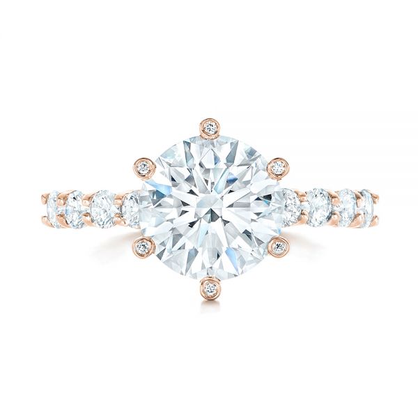 18k Rose Gold 18k Rose Gold Custom Diamond Engagement Ring - Top View -  102614