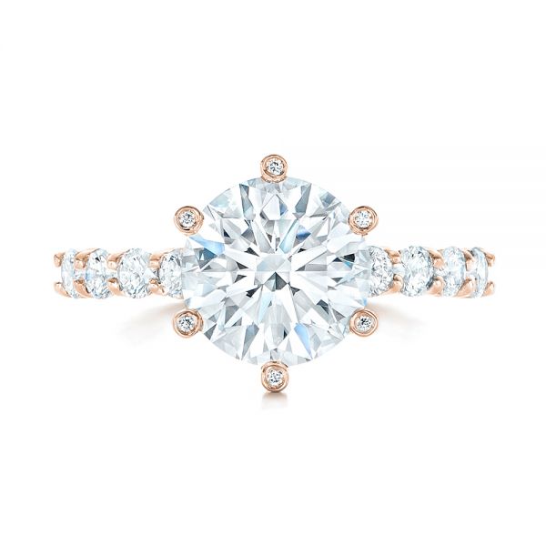 18k Rose Gold 18k Rose Gold Custom Diamond Engagement Ring - Top View - 102614