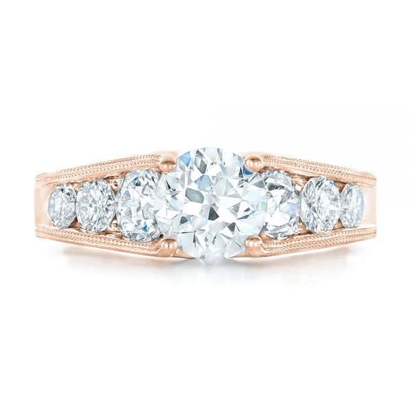 14k Rose Gold 14k Rose Gold Custom Diamond Engagement Ring - Top View -  102762