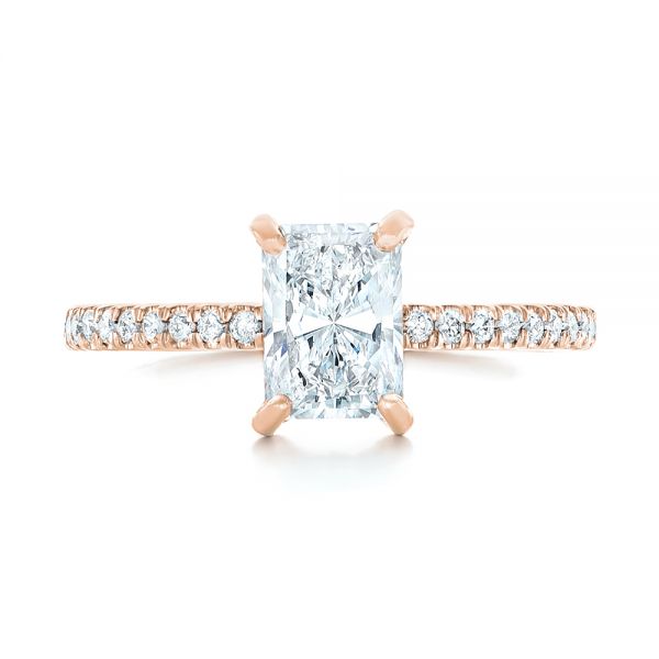 18k Rose Gold 18k Rose Gold Custom Diamond Engagement Ring - Top View -  102856