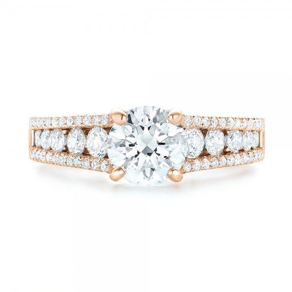 18k Rose Gold 18k Rose Gold Custom Diamond Engagement Ring - Top View -  102886