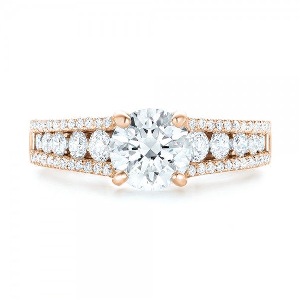 14k Rose Gold 14k Rose Gold Custom Diamond Engagement Ring - Top View - 102886