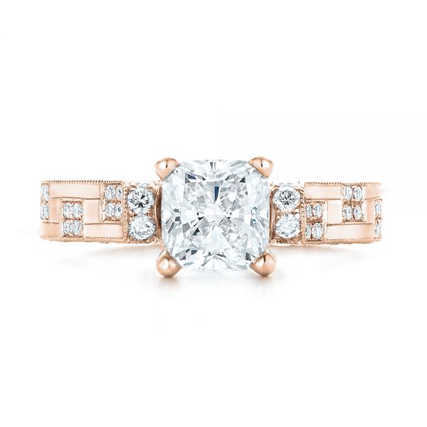 14k Rose Gold 14k Rose Gold Custom Diamond Engagement Ring - Top View -  102895