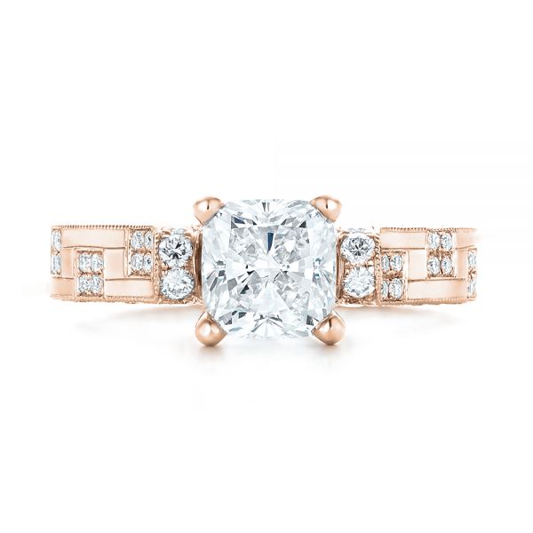 18k Rose Gold 18k Rose Gold Custom Diamond Engagement Ring - Top View - 102895