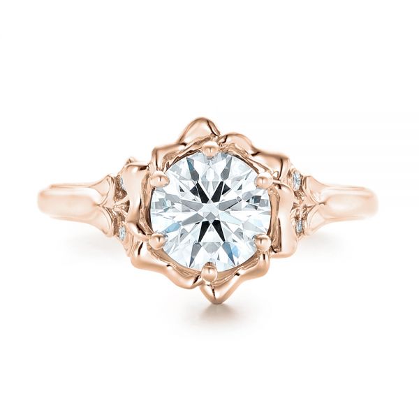 18k Rose Gold 18k Rose Gold Custom Diamond Engagement Ring - Top View -  102896