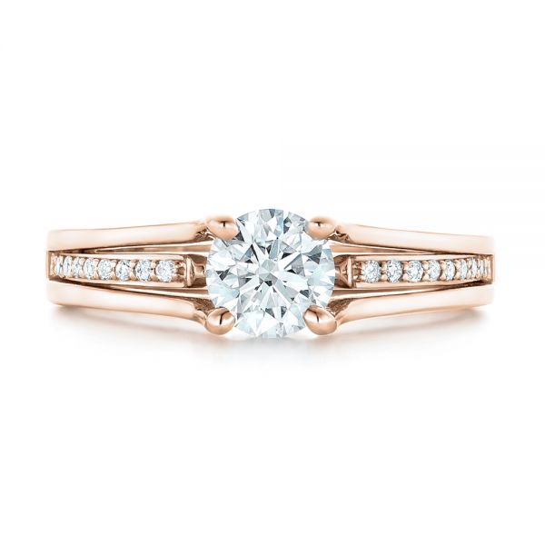 18k Rose Gold 18k Rose Gold Custom Diamond Engagement Ring - Top View -  102903