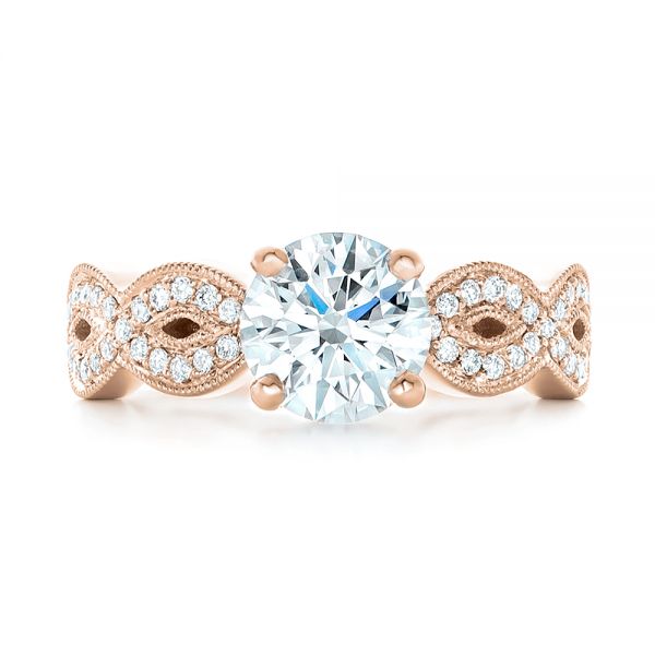 14k Rose Gold 14k Rose Gold Custom Diamond Engagement Ring - Top View -  102905