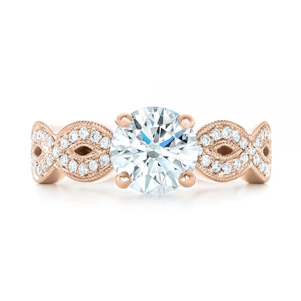 14k Rose Gold 14k Rose Gold Custom Diamond Engagement Ring - Top View - 102905