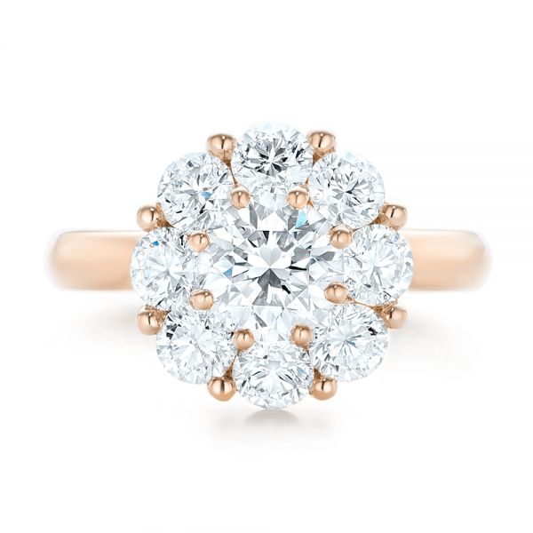 14k Rose Gold 14k Rose Gold Custom Diamond Engagement Ring - Top View - 102927