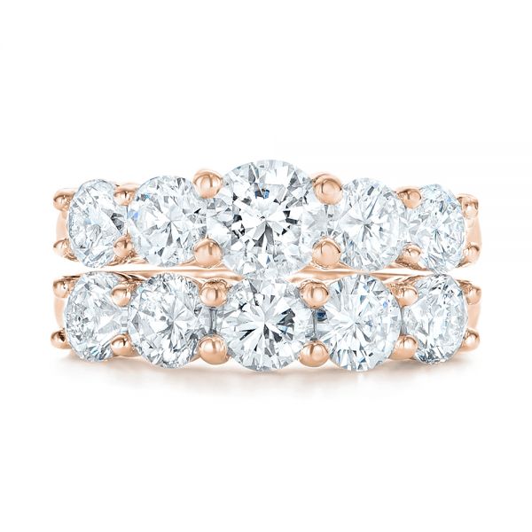 18k Rose Gold 18k Rose Gold Custom Diamond Engagement Ring - Top View - 102941