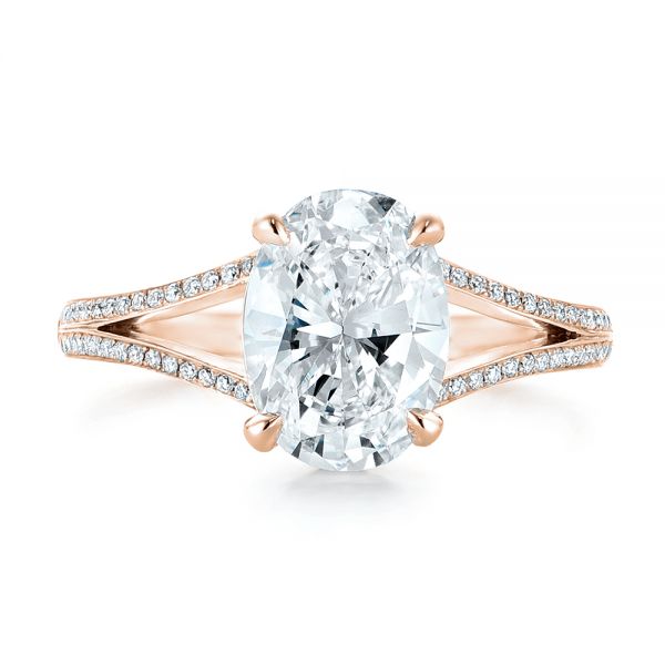 14k Rose Gold 14k Rose Gold Custom Diamond Engagement Ring - Top View -  102946