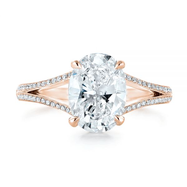 18k Rose Gold 18k Rose Gold Custom Diamond Engagement Ring - Top View -  102946