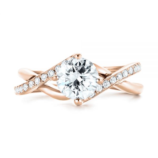 18k Rose Gold 18k Rose Gold Custom Diamond Engagement Ring - Top View -  102969