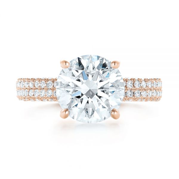 18k Rose Gold 18k Rose Gold Custom Diamond Engagement Ring - Top View -  102971