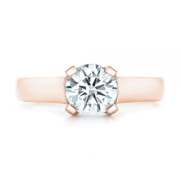 18k Rose Gold 18k Rose Gold Custom Diamond Engagement Ring - Top View -  102996