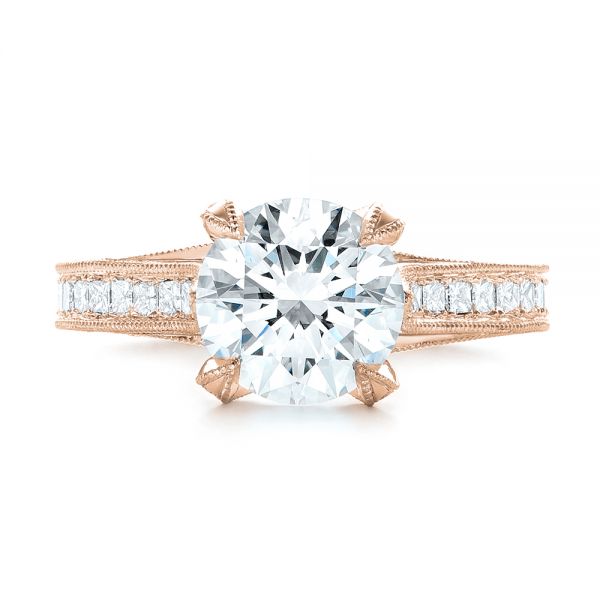 14k Rose Gold 14k Rose Gold Custom Diamond Engagement Ring - Top View -  103013