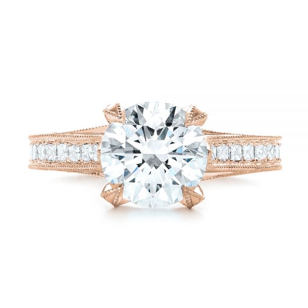 14k Rose Gold 14k Rose Gold Custom Diamond Engagement Ring - Top View - 103013