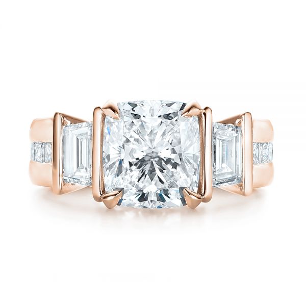 18k Rose Gold 18k Rose Gold Custom Diamond Engagement Ring - Top View - 103017