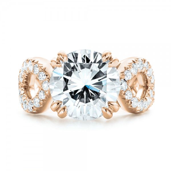 14k Rose Gold 14k Rose Gold Custom Diamond Engagement Ring - Top View -  103042