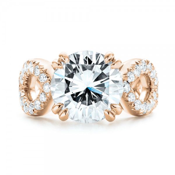 18k Rose Gold 18k Rose Gold Custom Diamond Engagement Ring - Top View - 103042